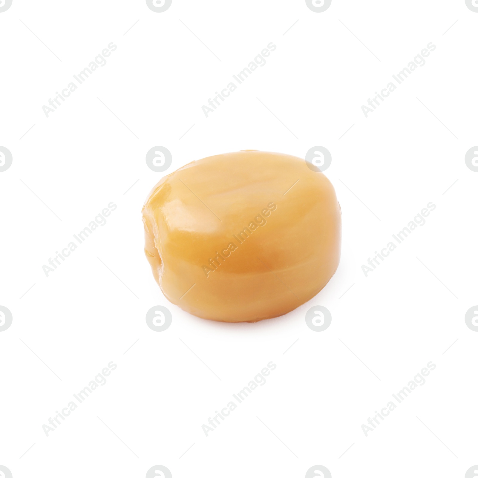 Photo of Tasty hard toffee candy isolated on white