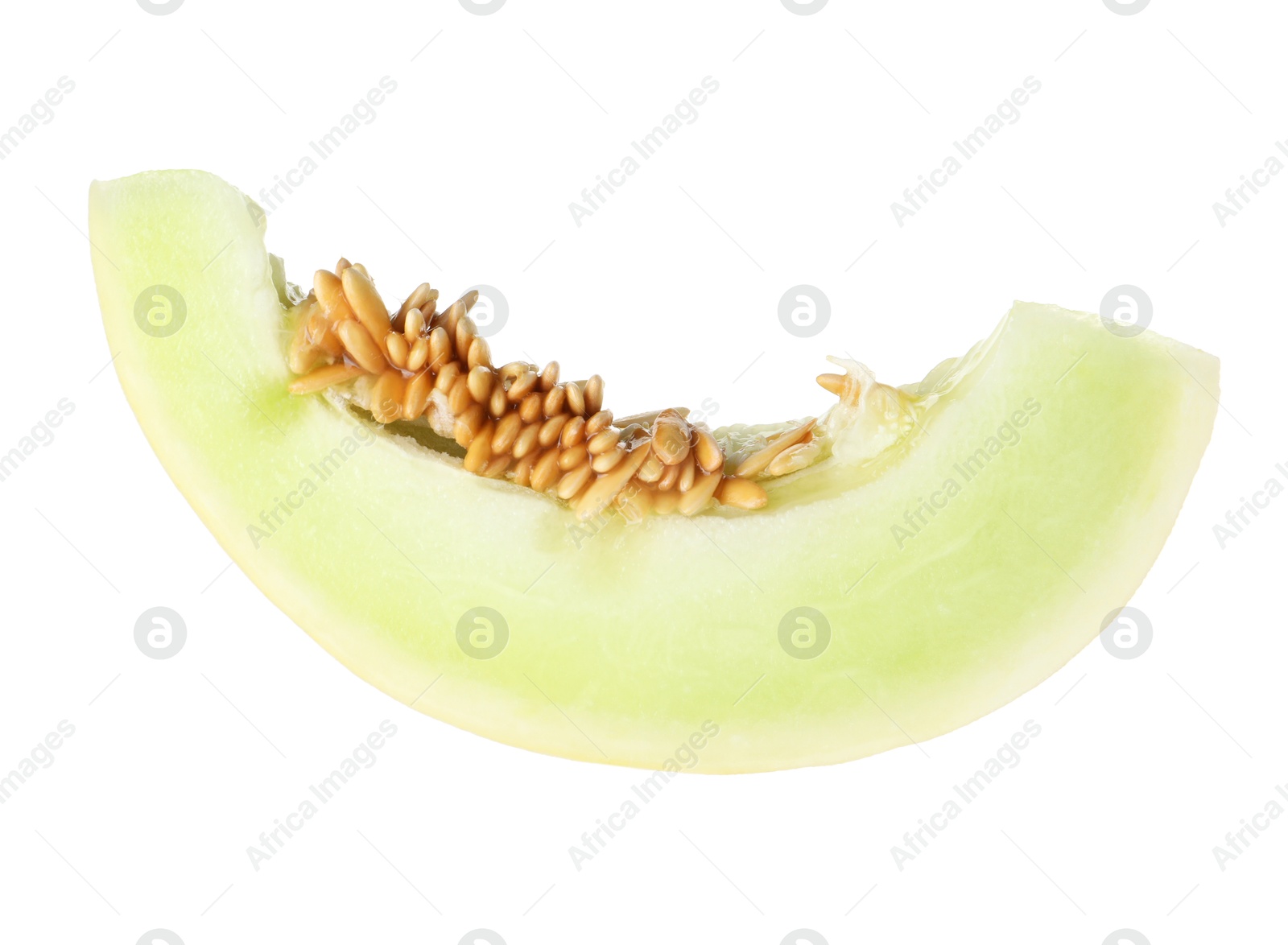 Photo of Slice of fresh honeydew melon isolated on white