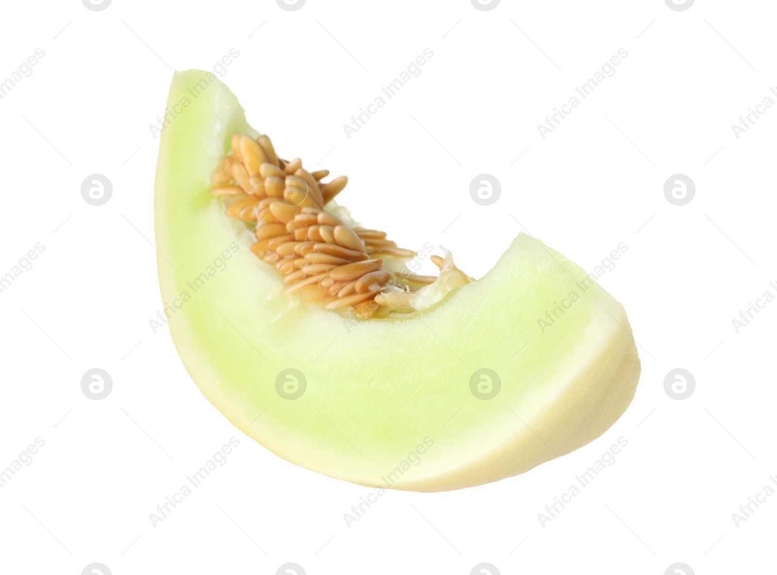 Photo of Slice of fresh honeydew melon isolated on white