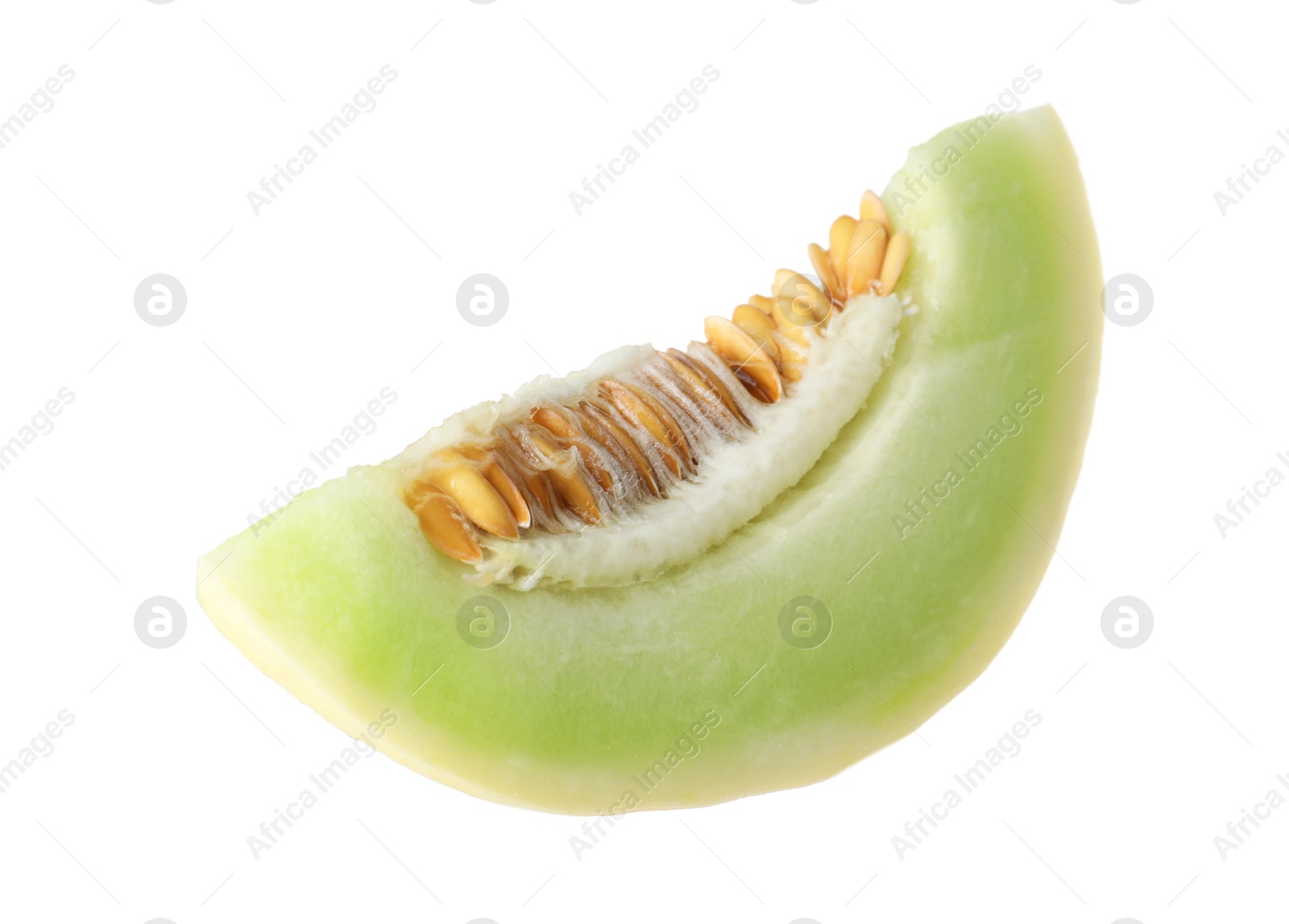 Photo of Slice of fresh honeydew melon isolated on white