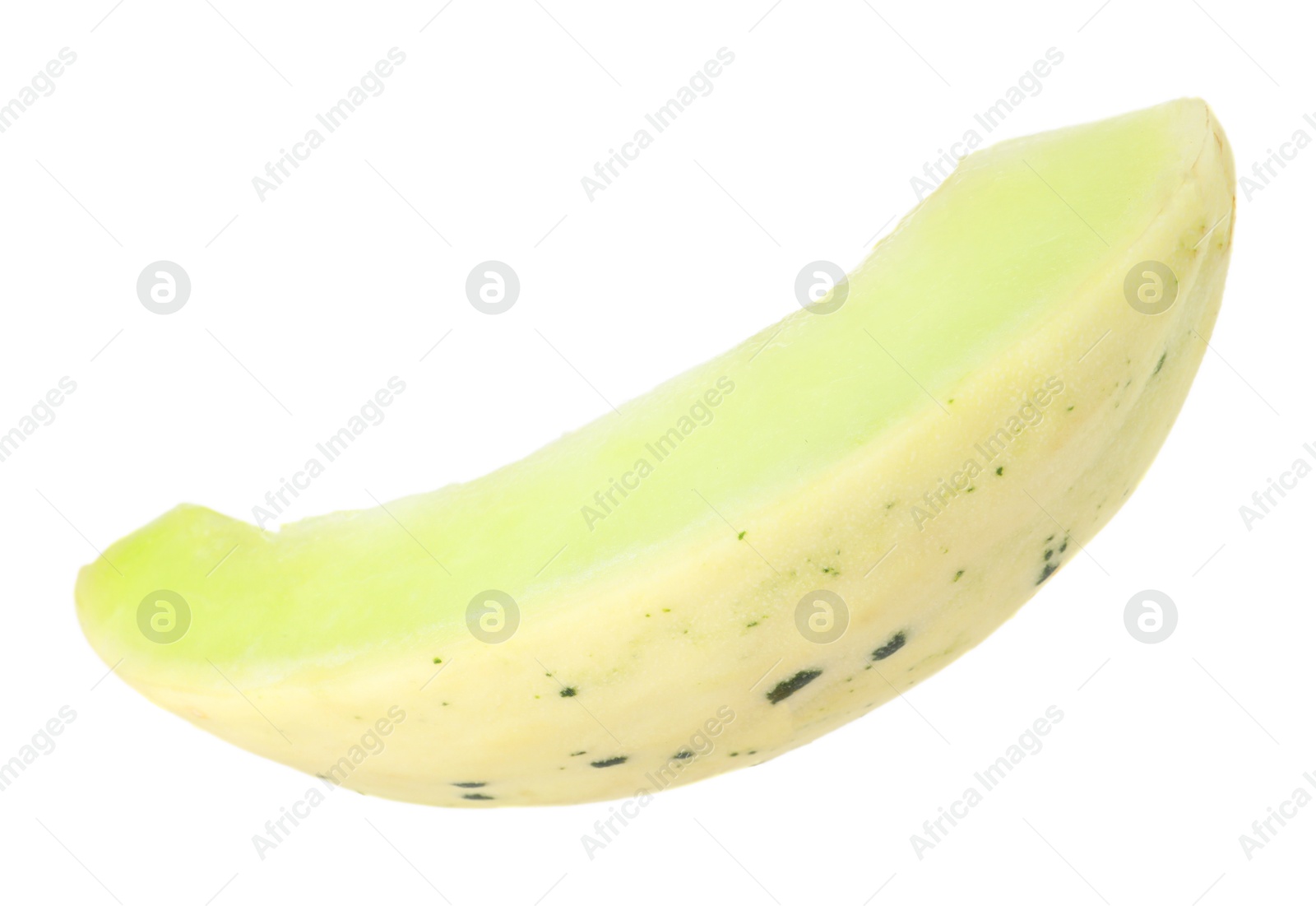 Photo of Slice of fresh honeydew melon isolated on white