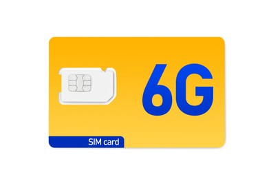 Orange 6G SIM card isolated on white