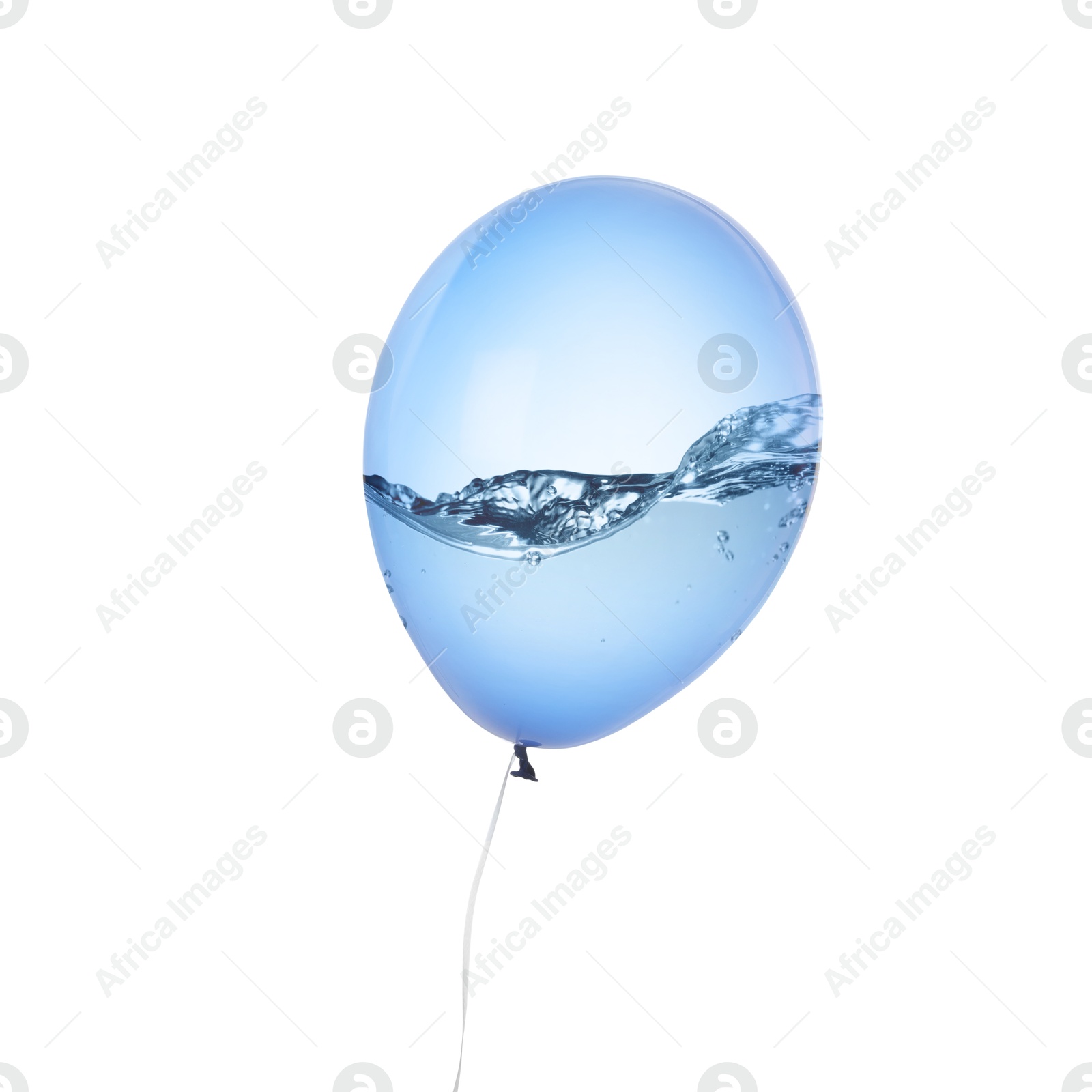 Image of Balloon with water inside on white background