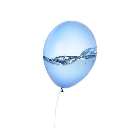 Image of Balloon with water inside on white background