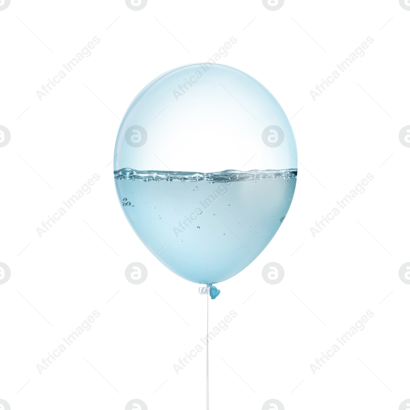 Image of Balloon with water inside on white background