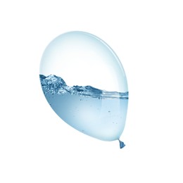 Image of Balloon with water inside on white background