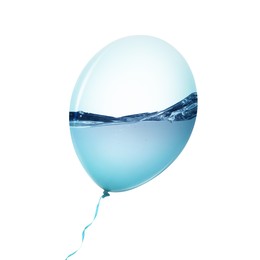 Image of Balloon with water inside on white background