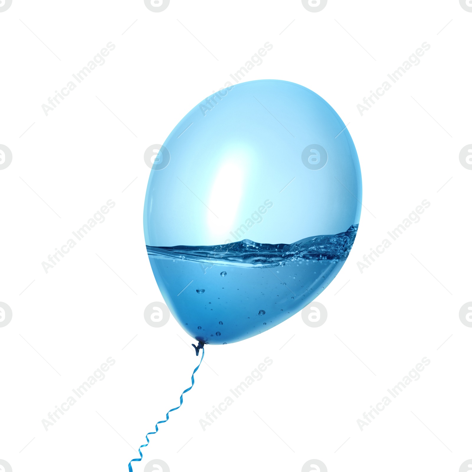 Image of Balloon with water inside on white background