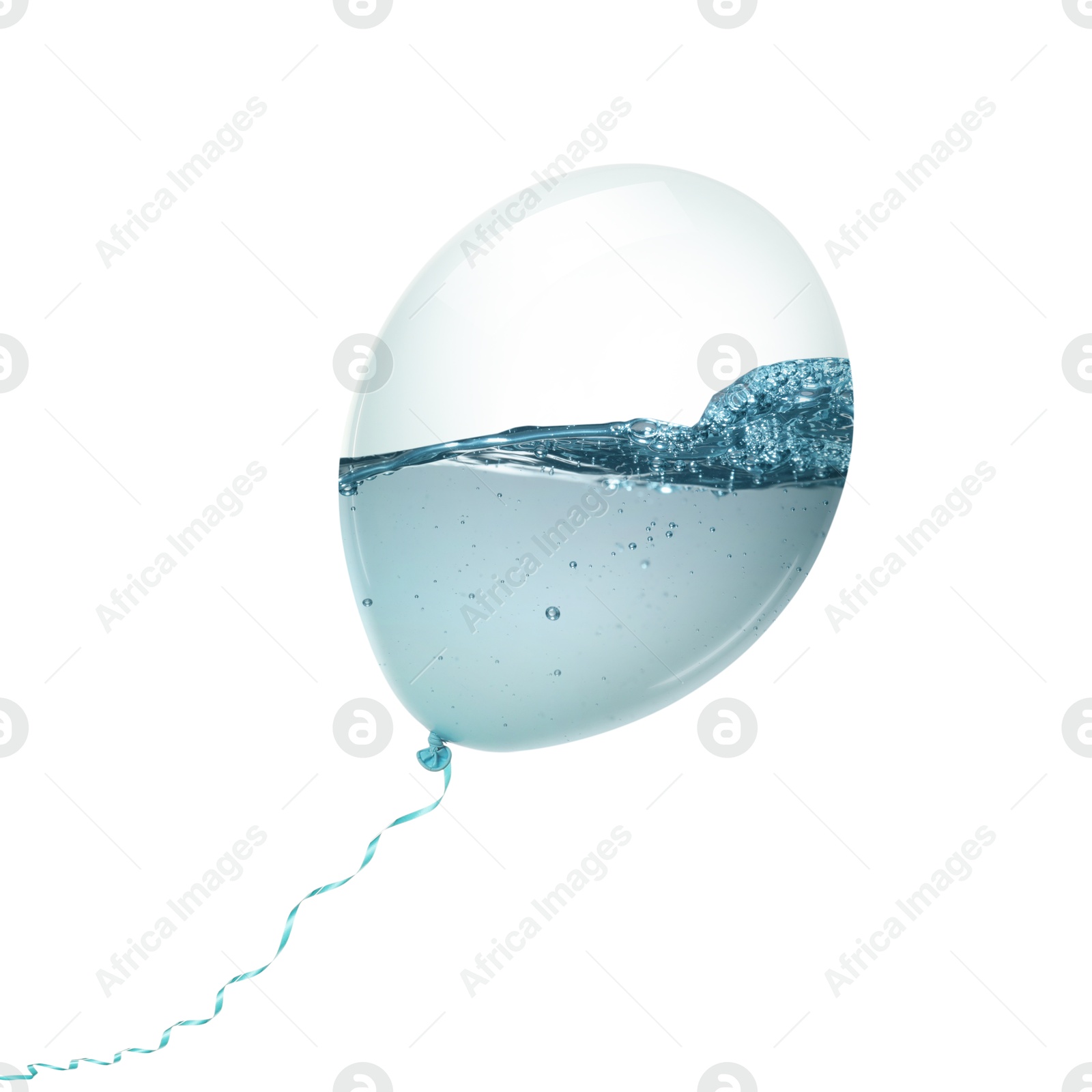 Image of Balloon with water inside on white background