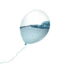 Image of Balloon with water inside on white background