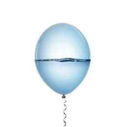 Image of Balloon with water inside on white background