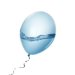 Image of Balloon with water inside on white background