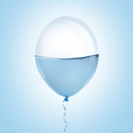 Image of Balloon with water inside on light blue background