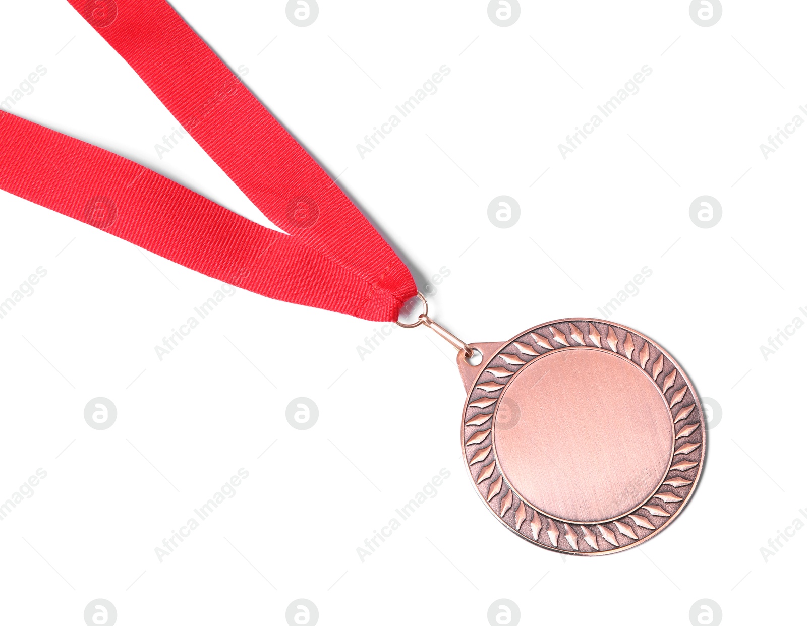 Photo of One bronze medal isolated on white, top view