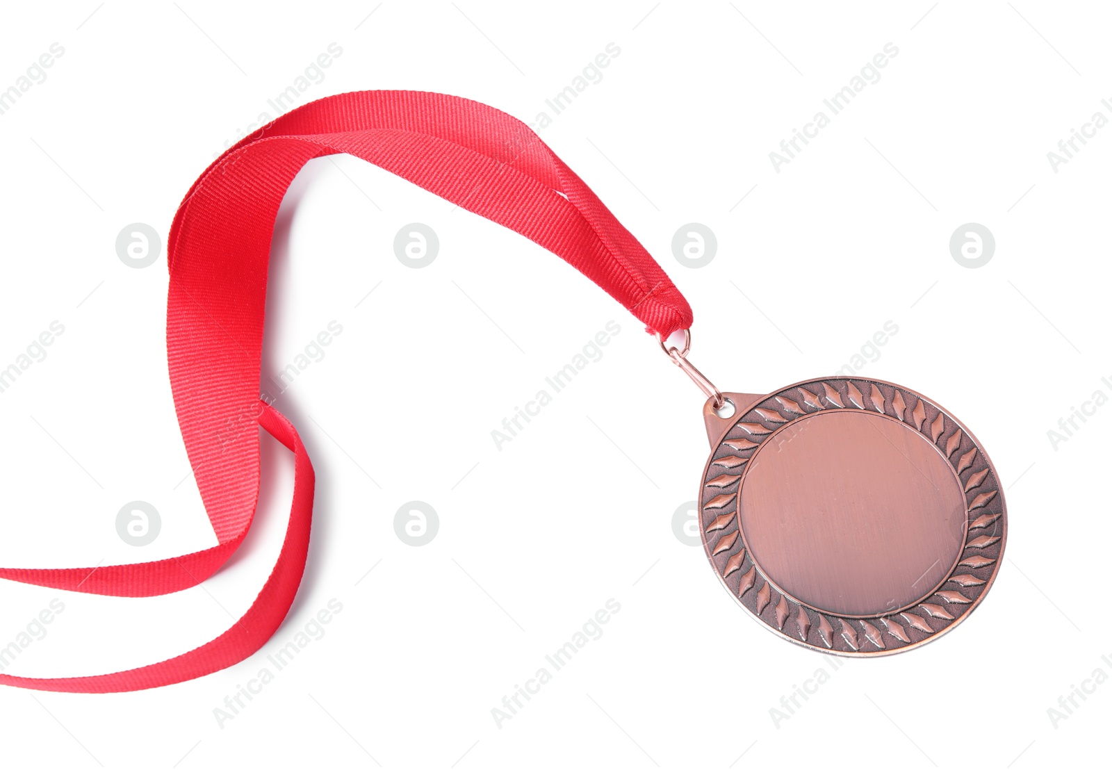 Photo of One bronze medal isolated on white, above view