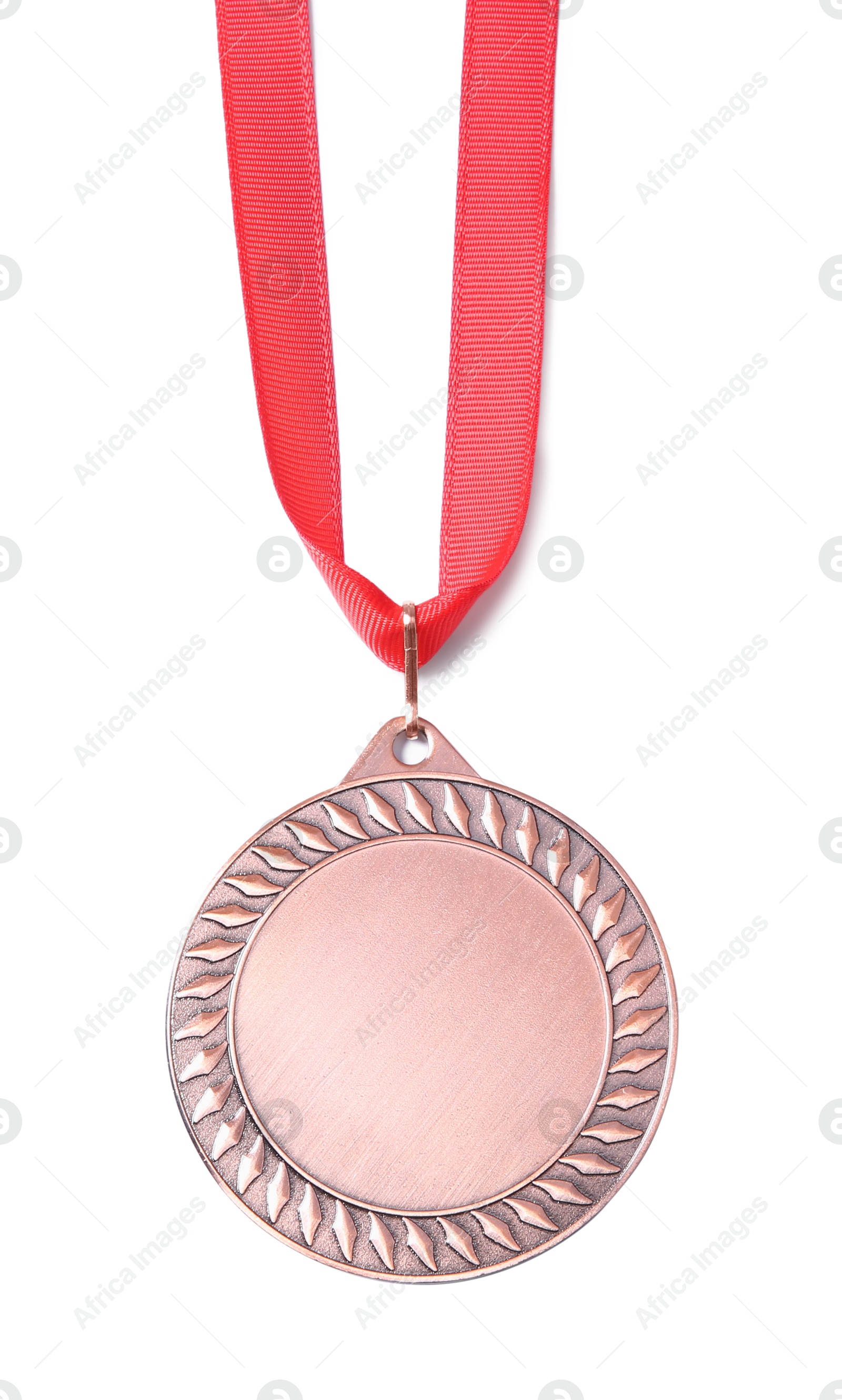 Photo of One bronze medal isolated on white, top view