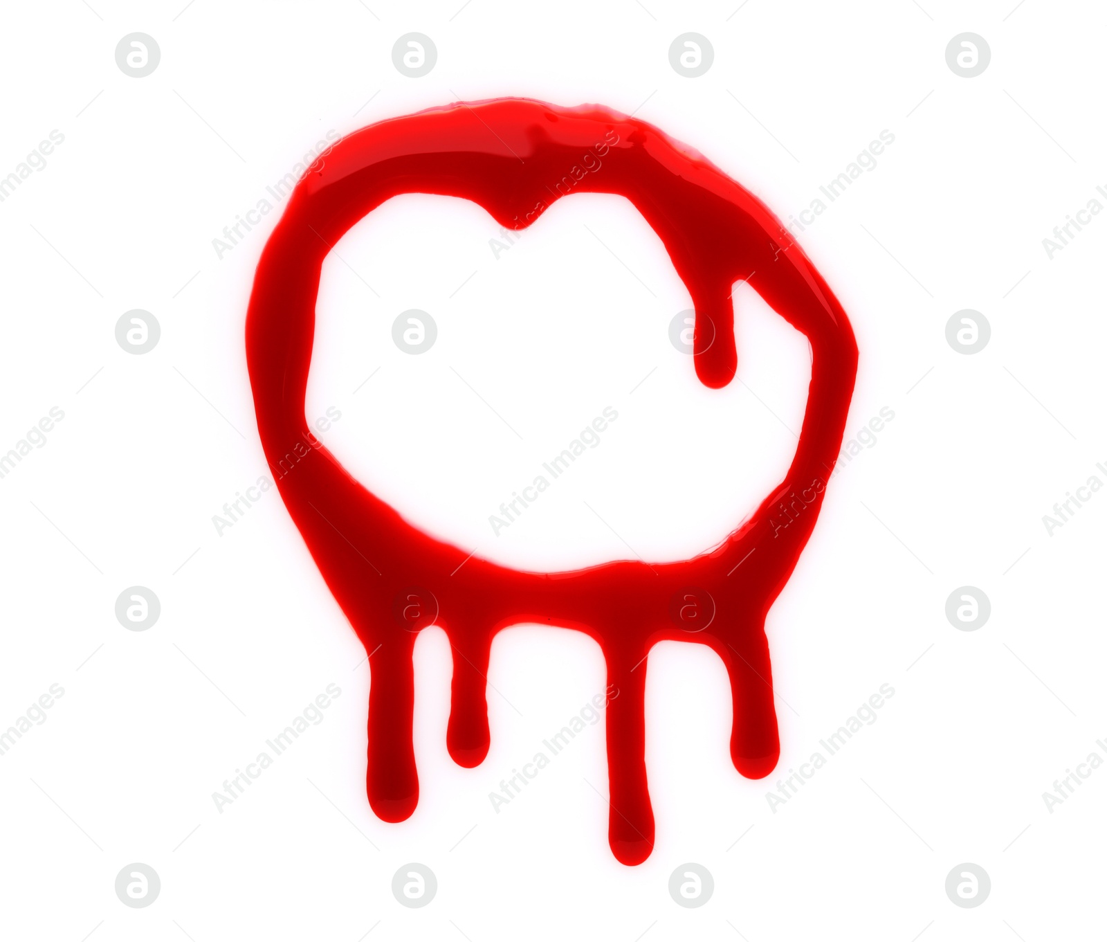 Photo of Stain of blood isolated on white, top view