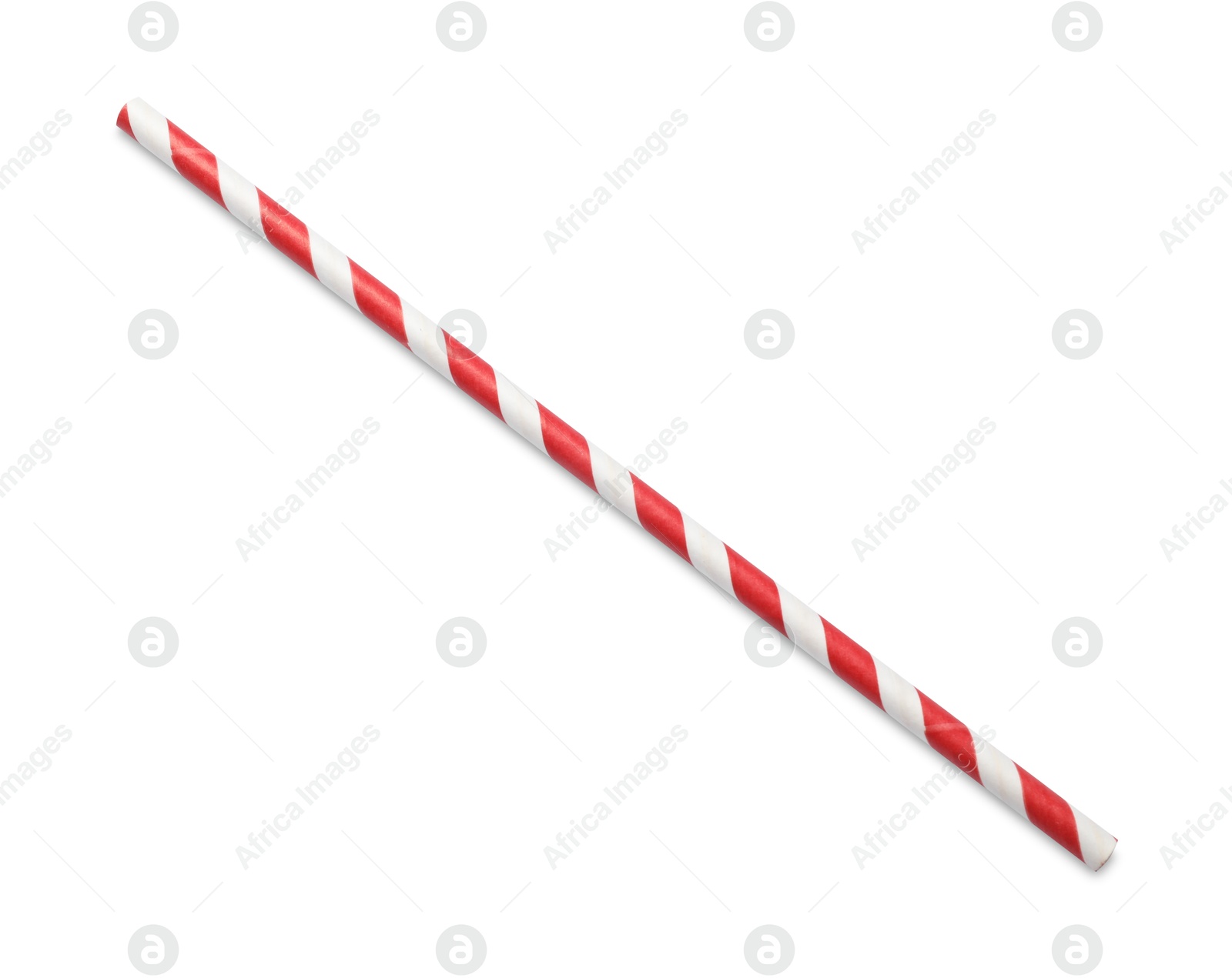 Photo of Striped bamboo drinking straw isolated on white, top view