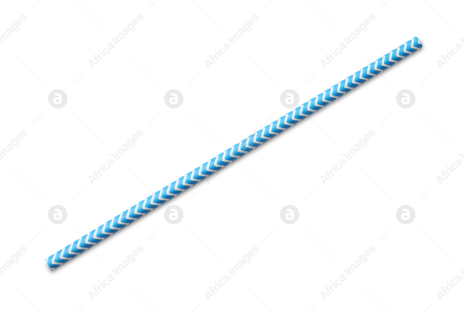 Photo of Striped bamboo drinking straw isolated on white, top view