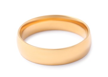 Beautiful golden wedding ring isolated on white