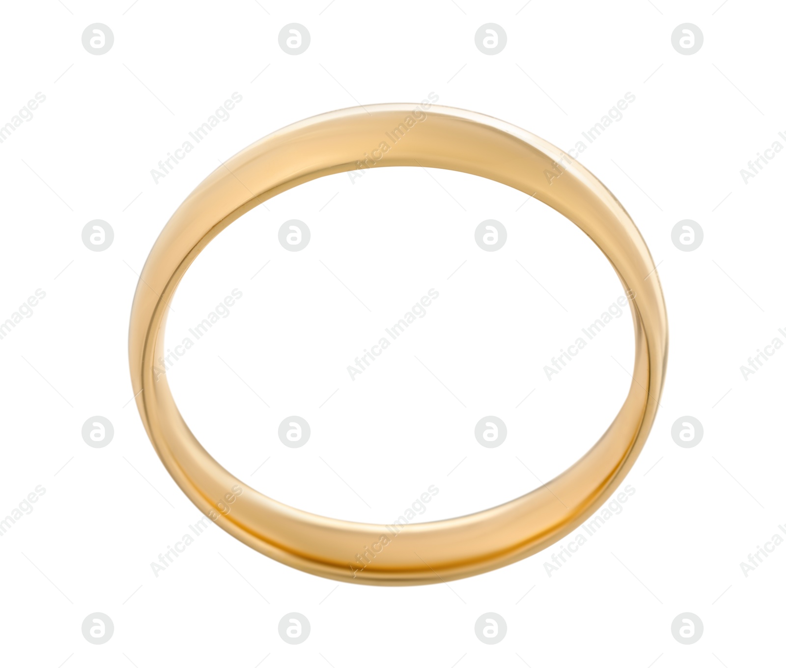 Photo of Beautiful golden wedding ring isolated on white