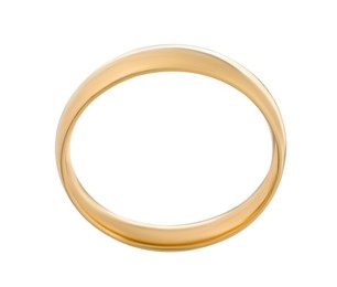 Photo of Beautiful golden wedding ring isolated on white