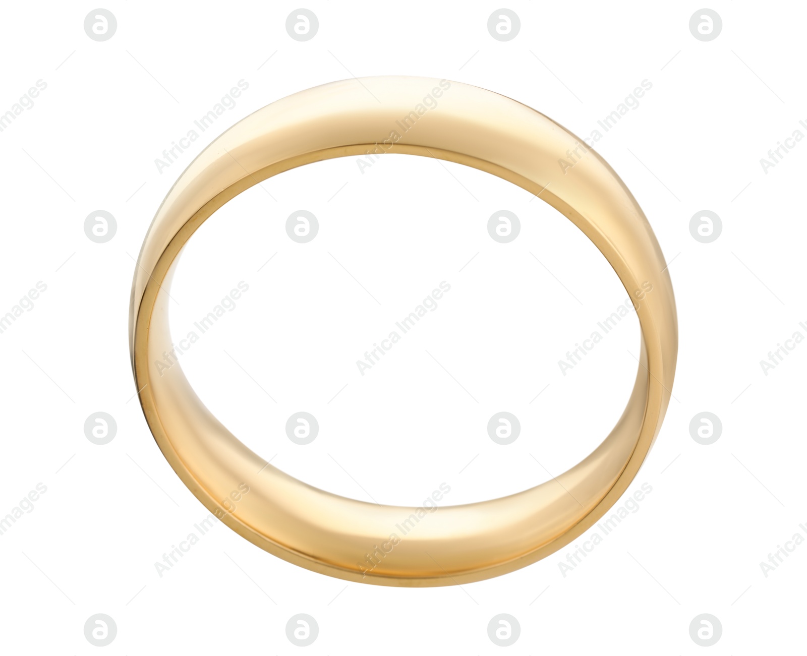 Photo of Beautiful golden wedding ring isolated on white