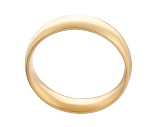 Beautiful golden wedding ring isolated on white