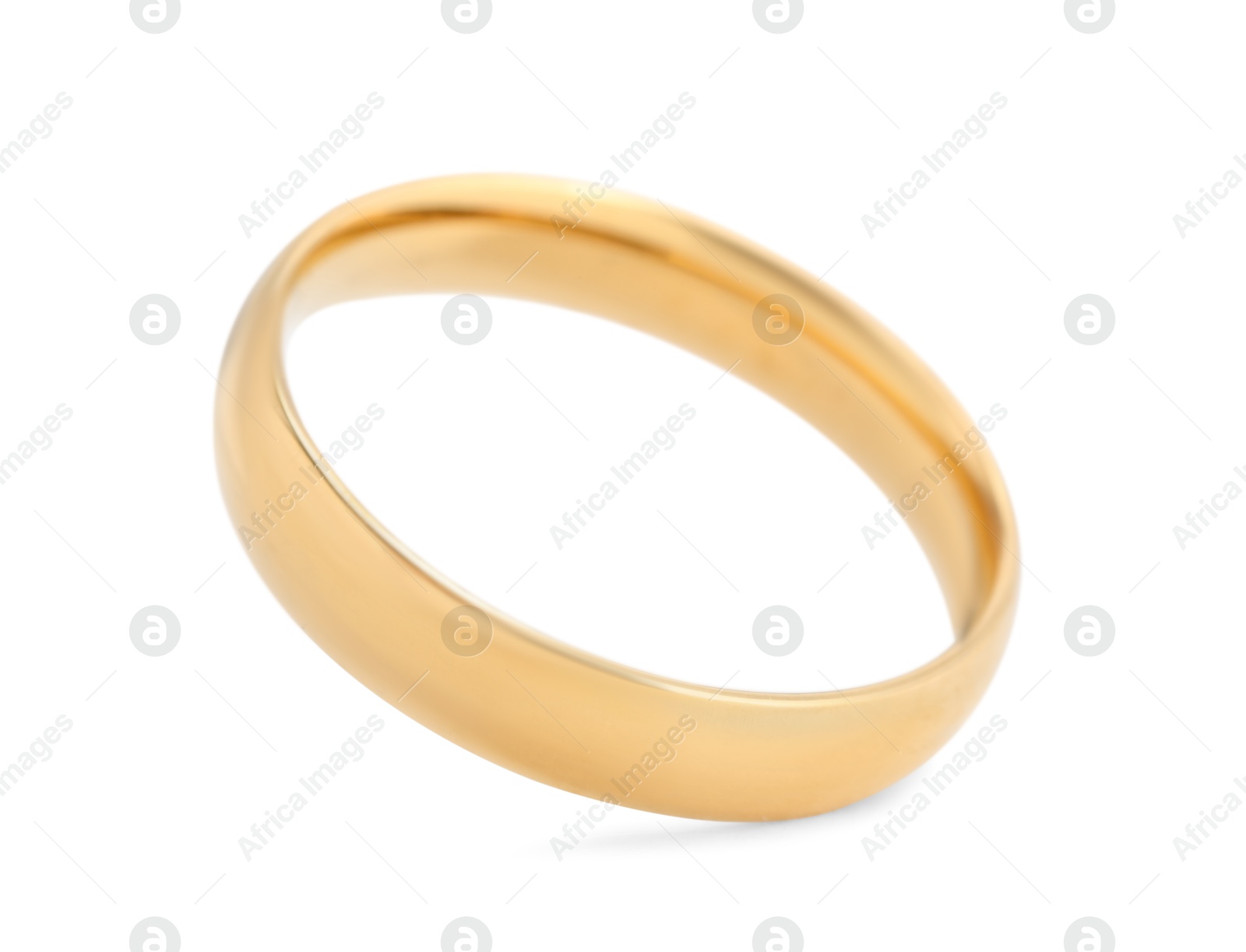 Photo of Beautiful golden wedding ring isolated on white