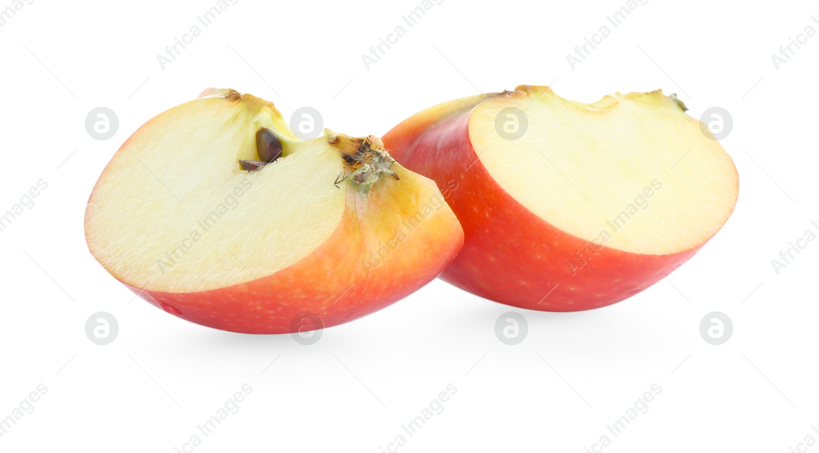 Photo of Slices of fresh ripe apple isolated on white