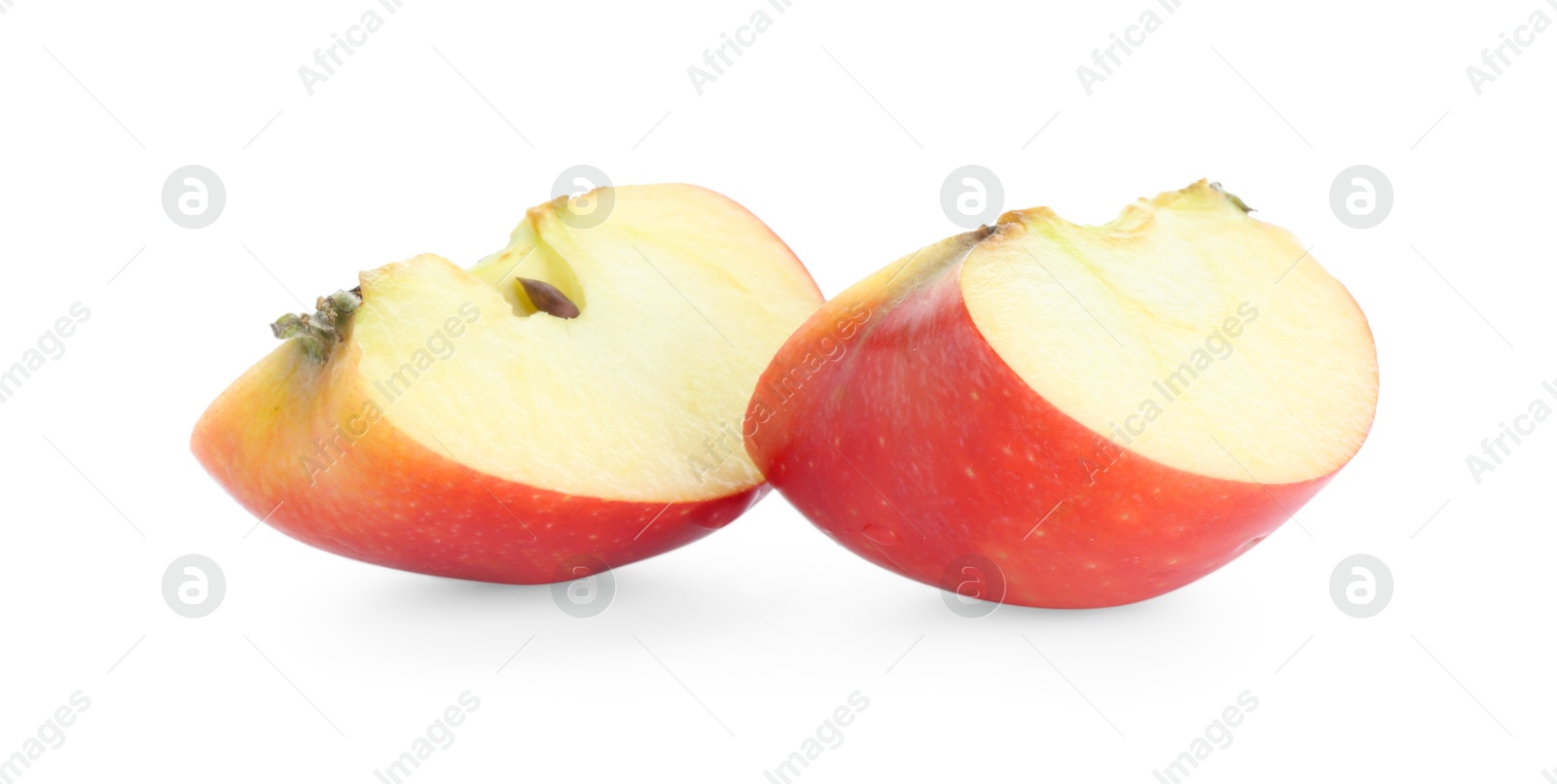 Photo of Slices of fresh ripe apple isolated on white