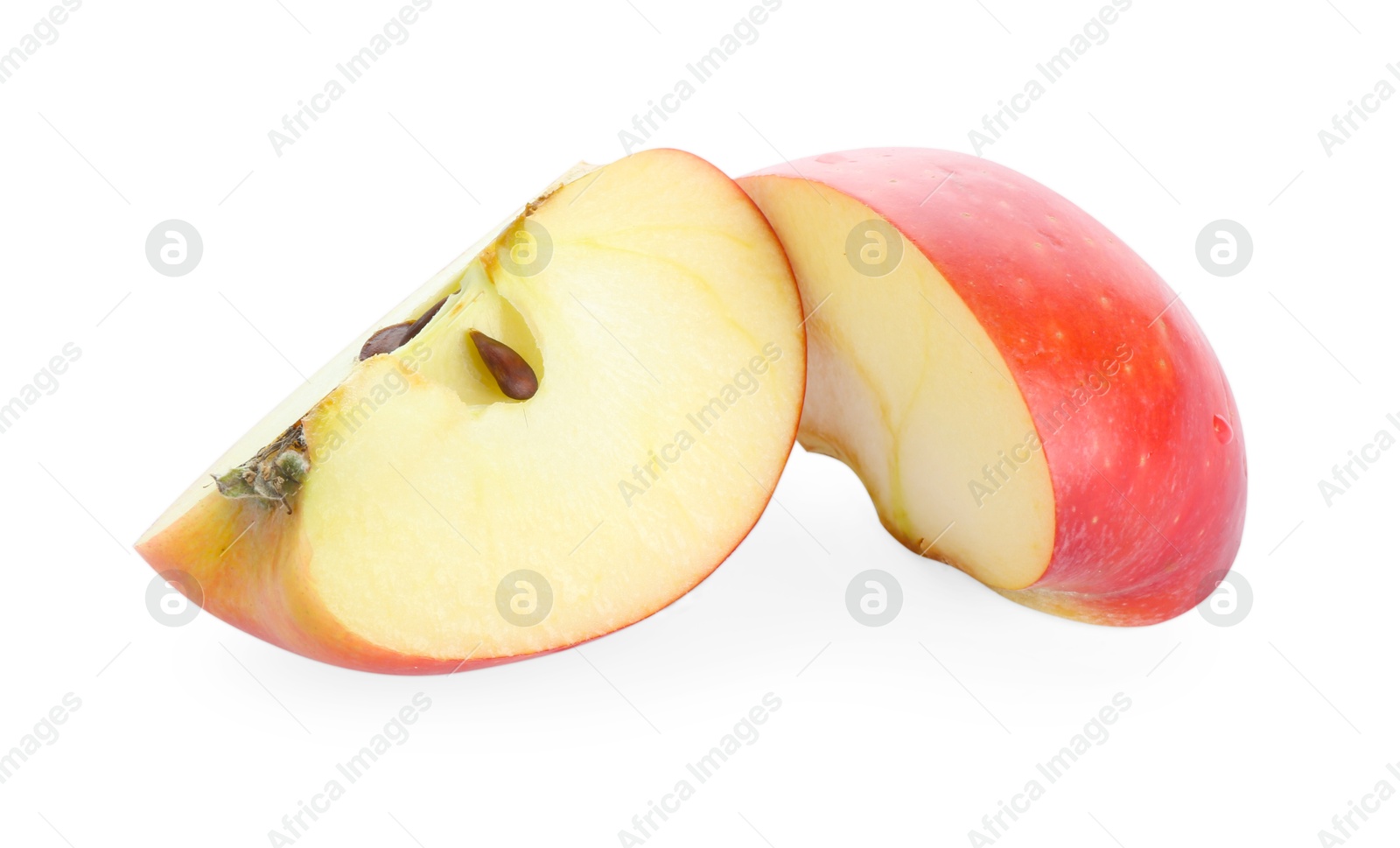 Photo of Slices of fresh ripe apple isolated on white