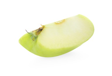 Photo of Cut fresh green apple isolated on white