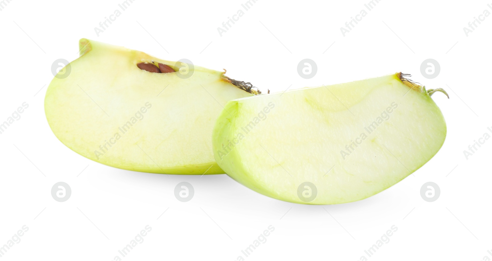 Photo of Cut fresh green apple isolated on white