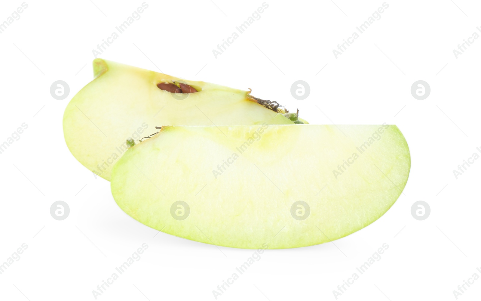 Photo of Cut fresh green apple isolated on white