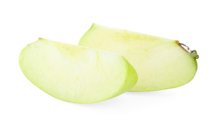 Photo of Cut fresh green apple isolated on white