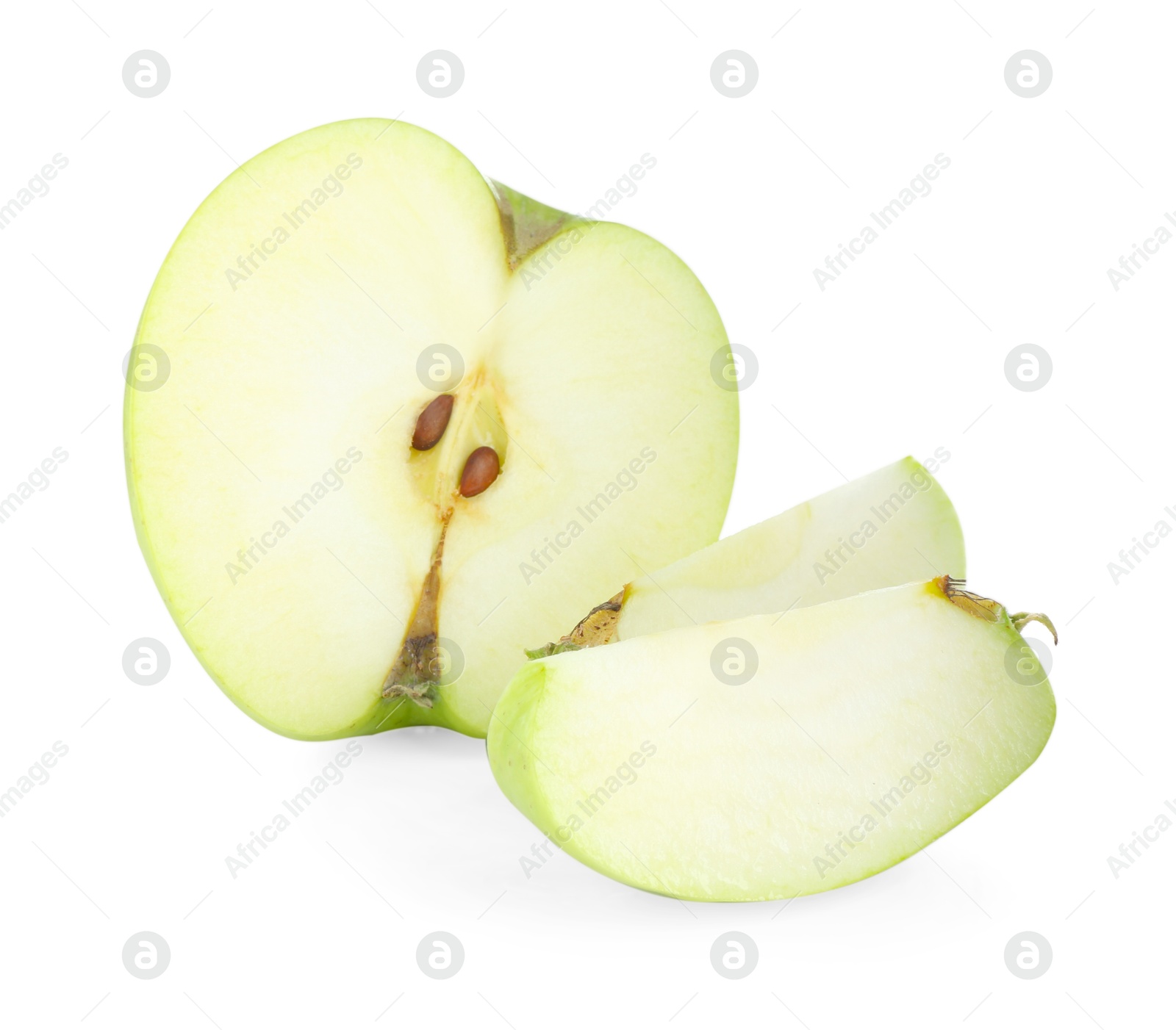 Photo of Cut fresh green apple isolated on white