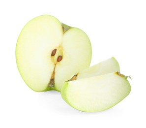 Photo of Cut fresh green apple isolated on white