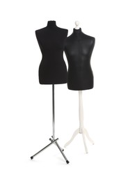 Photo of Black mannequins isolated on white. Fashion designer`s equipment