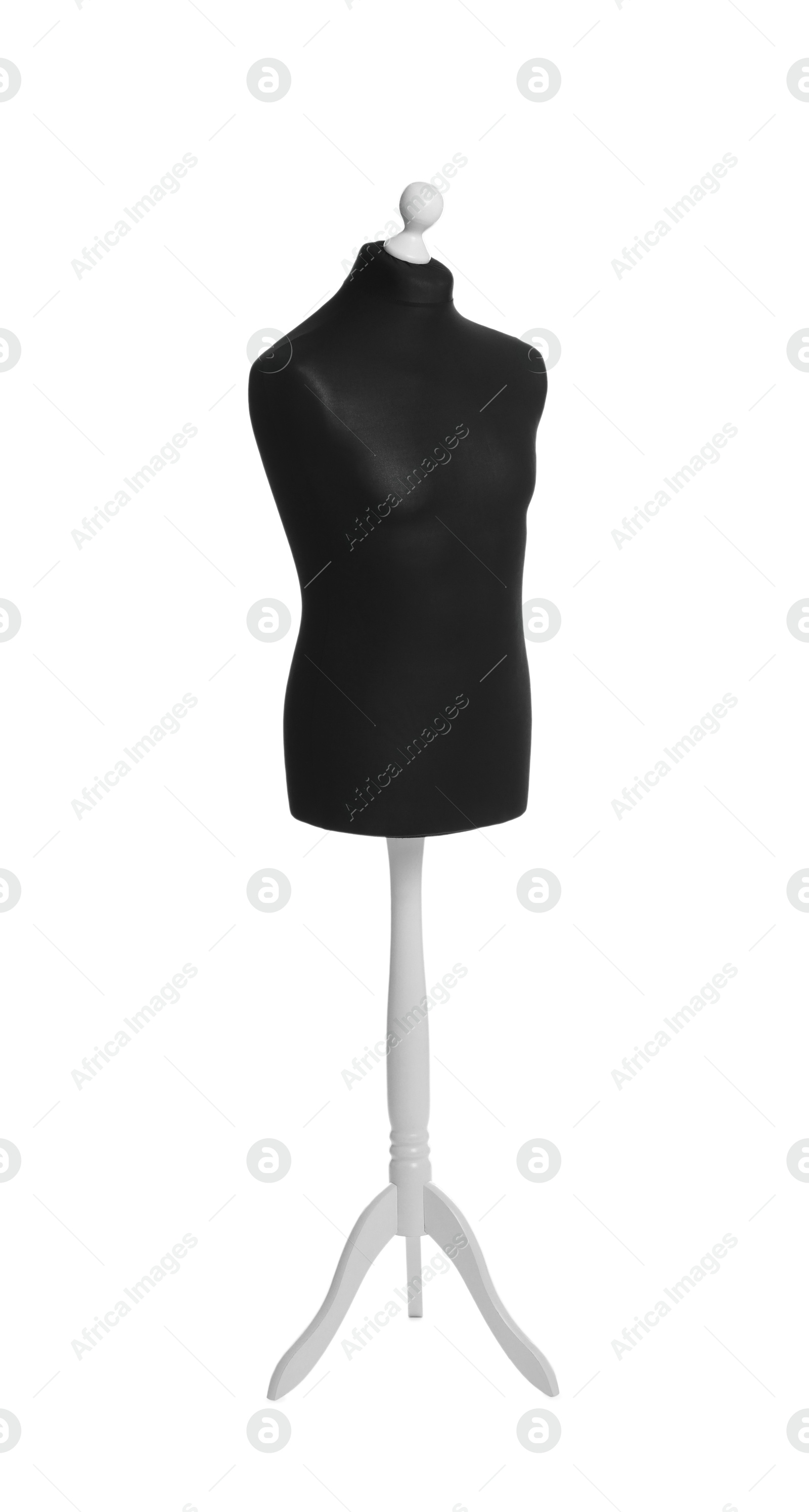 Photo of Black mannequin isolated on white. Fashion designer`s equipment