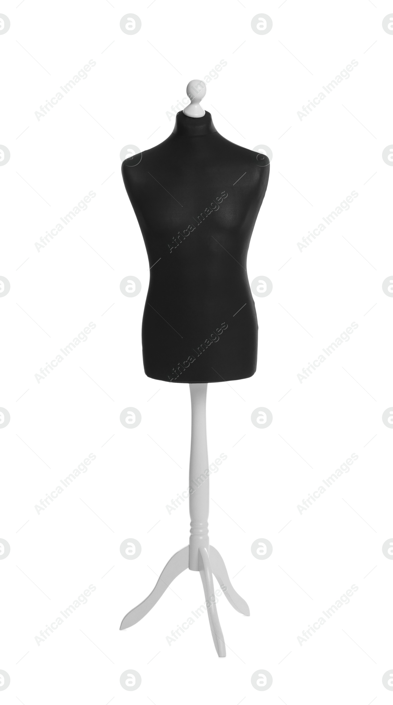 Photo of Black mannequin isolated on white. Fashion designer`s equipment