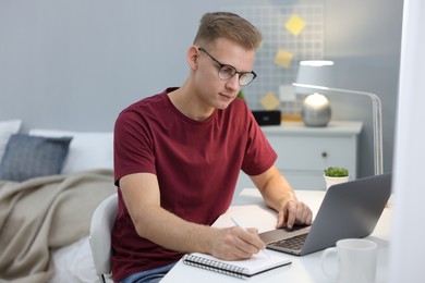 Photo of Student preparing for exam at table indoors