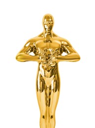 Photo of Golden trophy in shape of human figure on light background