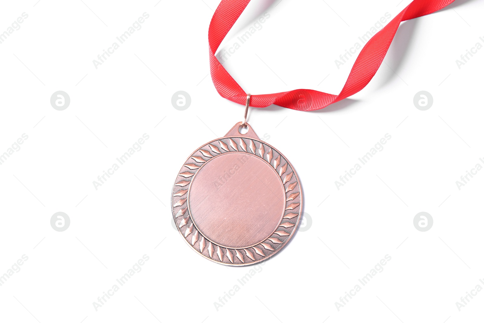 Photo of One bronze medal isolated on white, top view