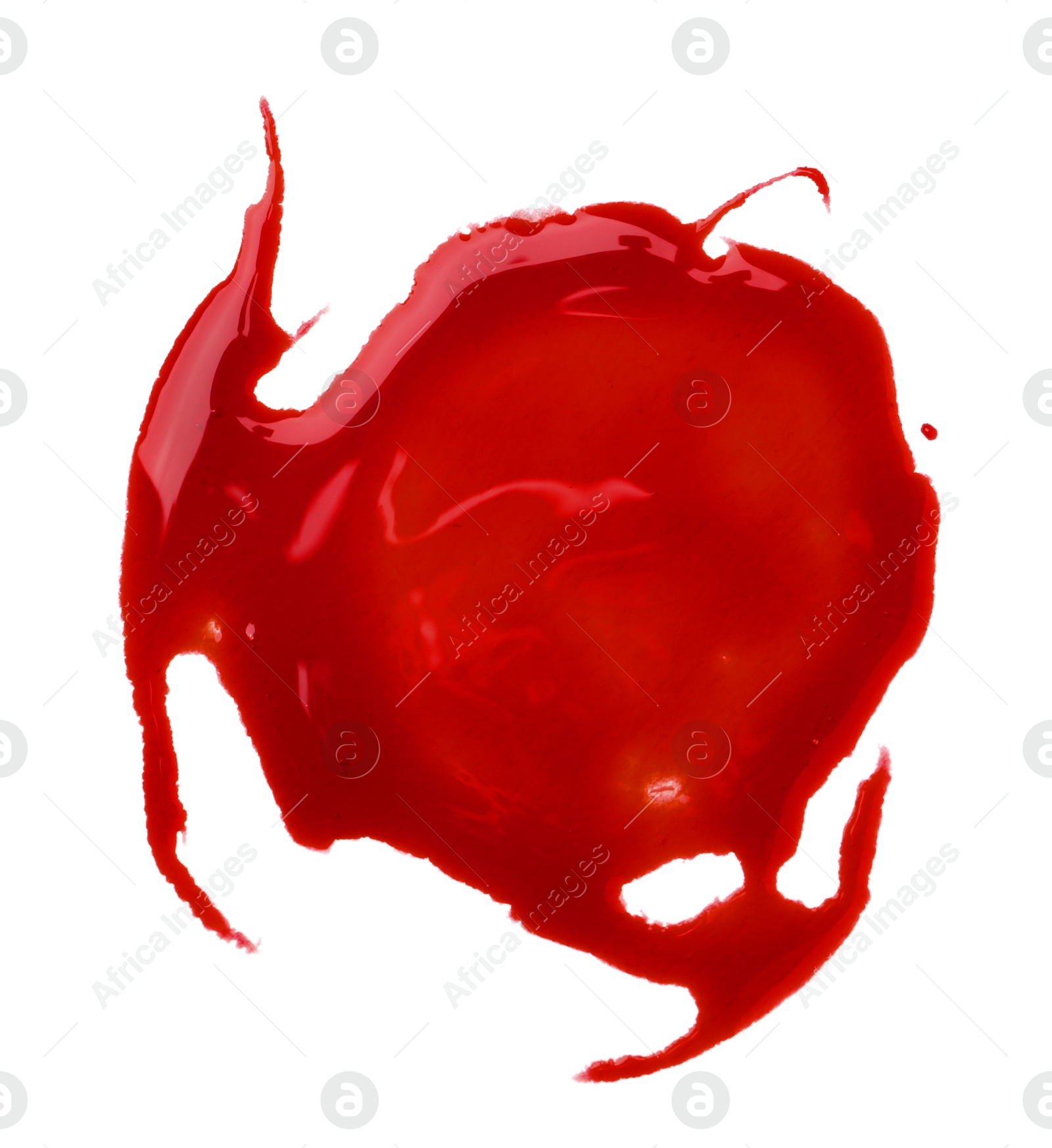 Photo of Stain of blood isolated on white, top view