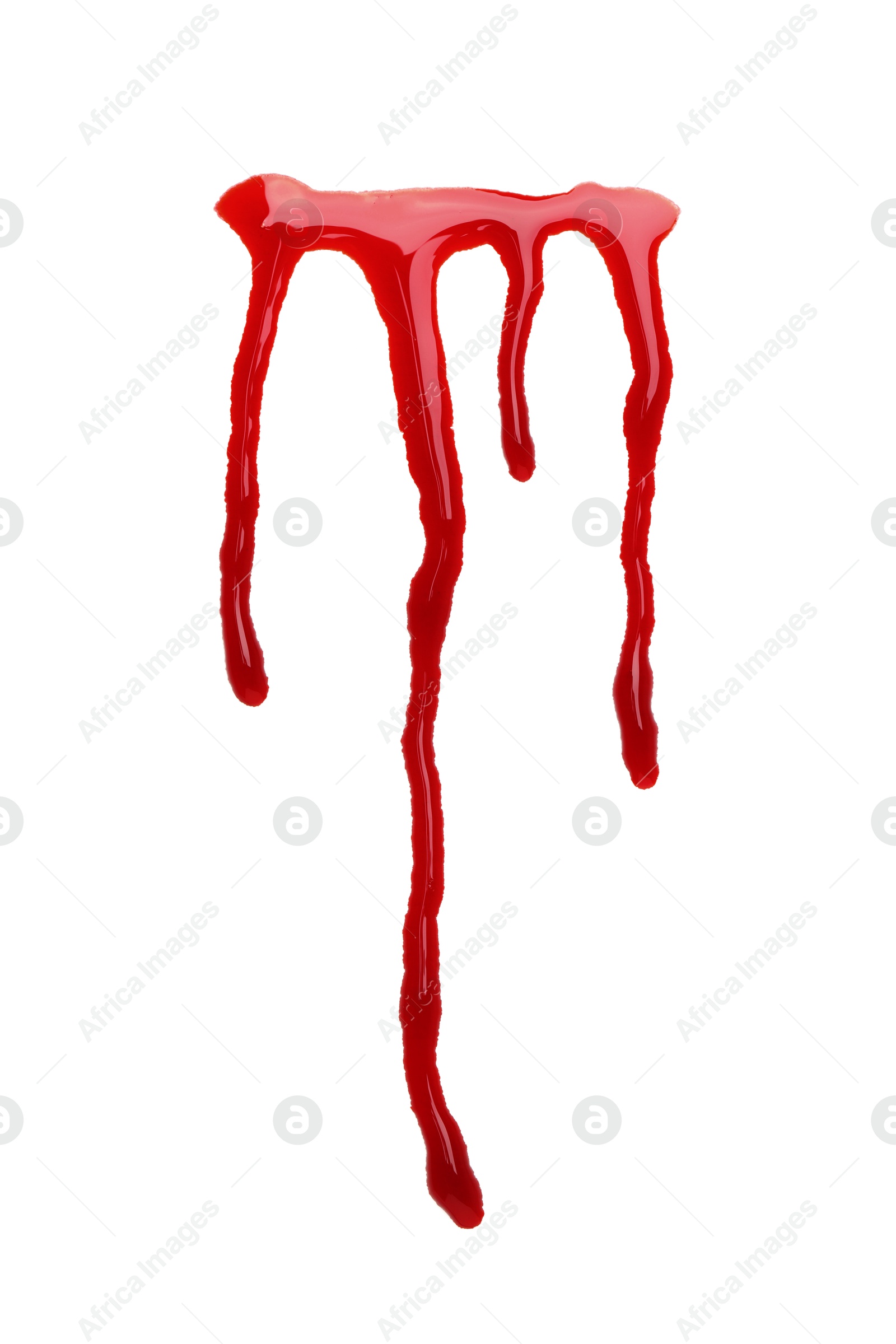 Photo of Stain of blood isolated on white, top view