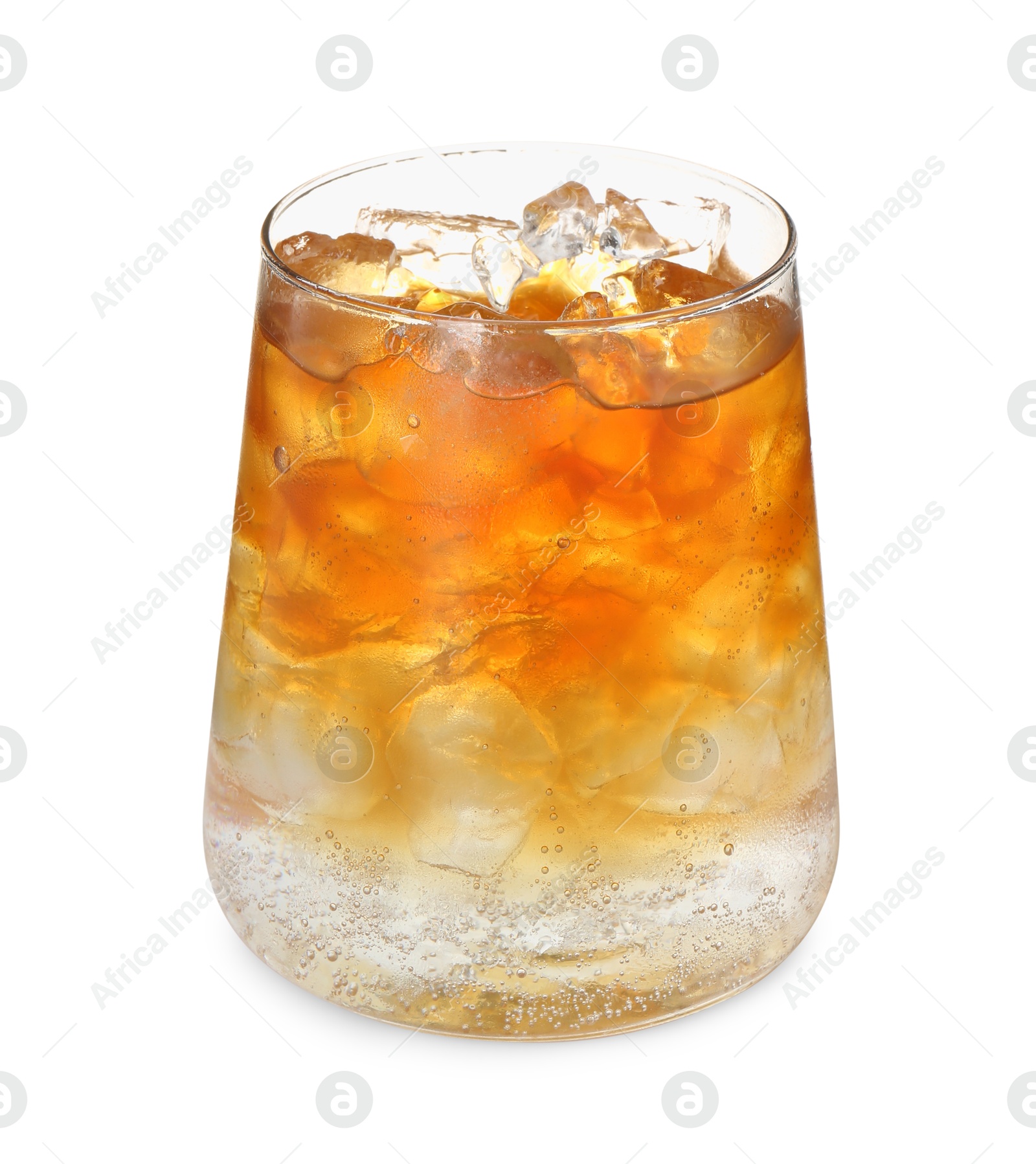 Photo of Refreshing espresso tonic drink isolated on white