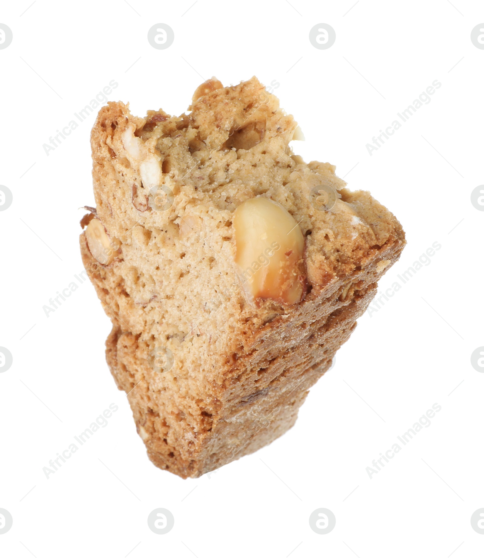 Photo of Piece of traditional Italian almond biscuit (Cantucci) isolated on white