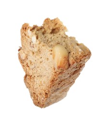 Piece of traditional Italian almond biscuit (Cantucci) isolated on white