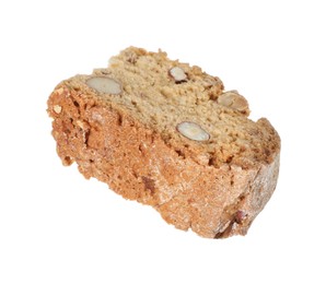 Photo of Piece of traditional Italian almond biscuit (Cantucci) isolated on white